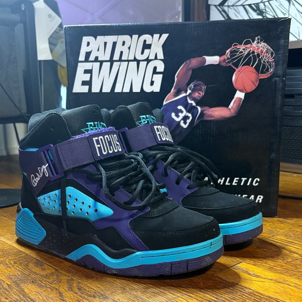 Patrick Ewing Focus High-Top Sneakers - Black/Teal/Purple